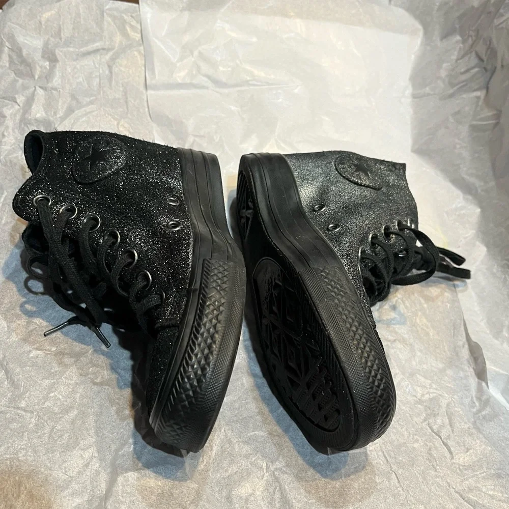 Converse Chuck Taylor All Star Lux Hidden Heel Wedge Black Silver Womens 6. - Picture 4 of 11